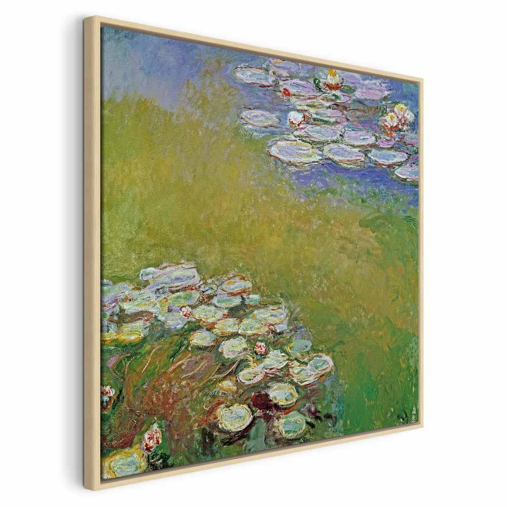 Claude Monet Åkander - billede på lærred - 40 x 40 cm - I en naturlig træramme