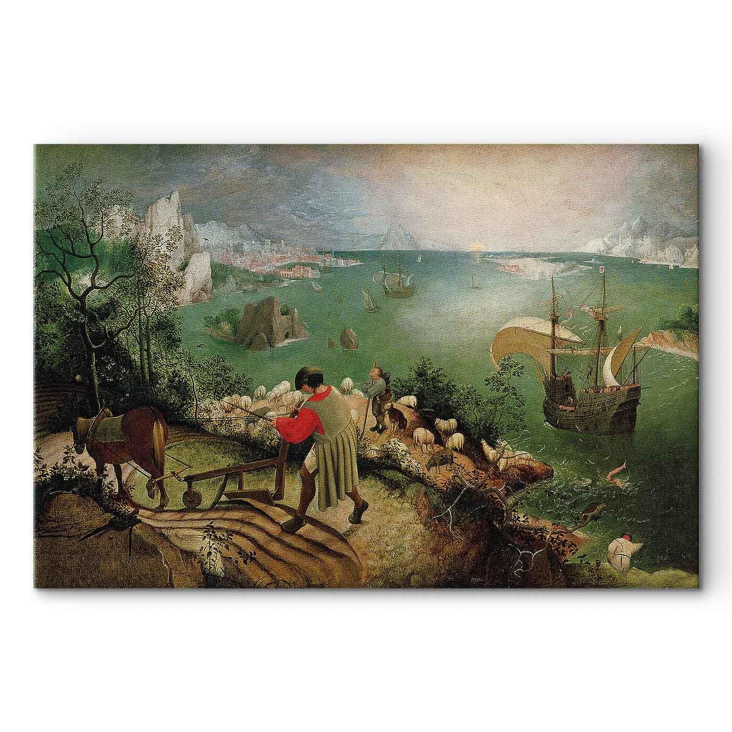 Pieter Bruegel den Ældre lærredsbillede - Landskab med Ikaros' fald - 30 x 20 cm - Premium Print