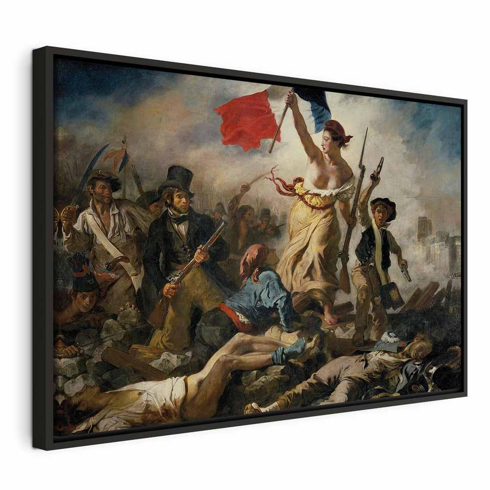 Eugène Delacroix billede på lærred - Friheden fører folket - 60 x 40 cm - I en sort træramme