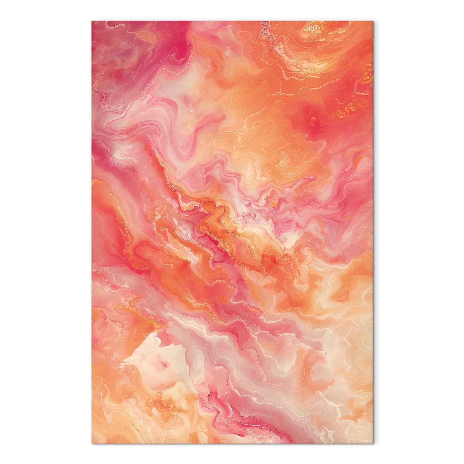Abstrakt lærredsbillede Fiery Colors - farverigt vægbillede i pink og ildtoner - 20 x 30 cm - Premium Print