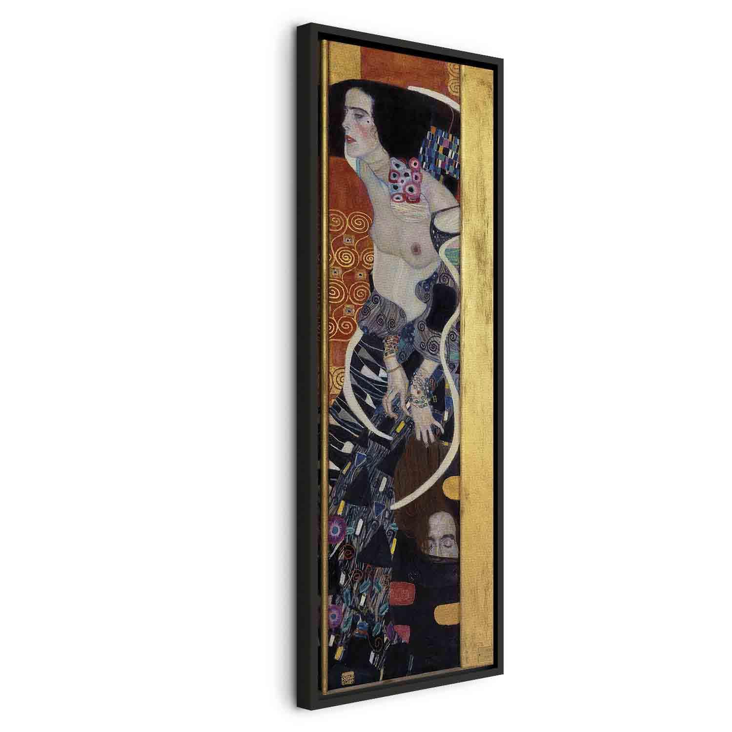 Gustav Klimt Judith II Salome billede på lærred - 40 x 120 cm - I en sort træramme