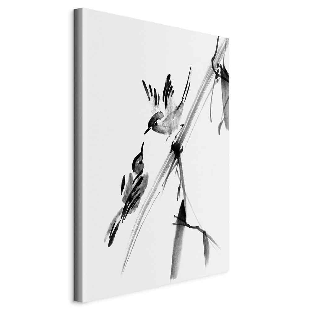 Lærredsbillede Bevinget Kærlighed lodret med fuglemotiv - 40 x 60 cm - Standard
