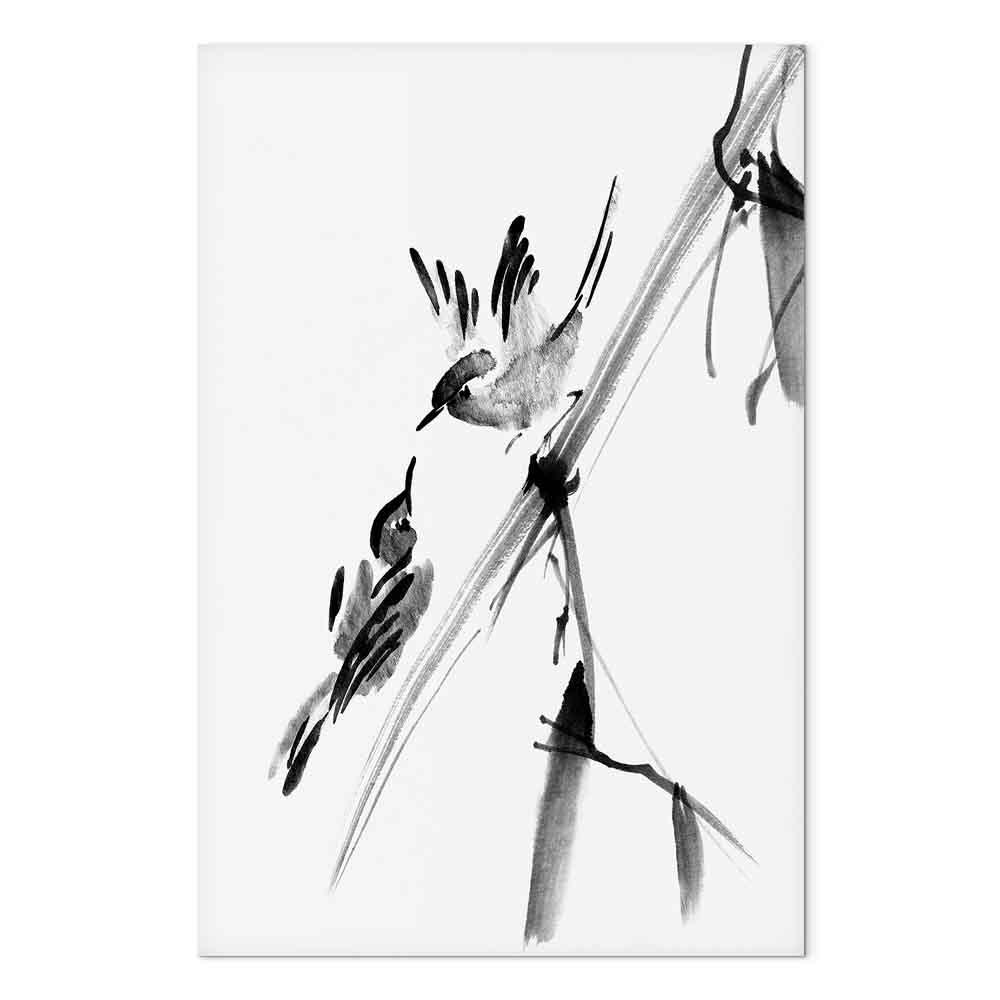 Lærredsbillede Bevinget Kærlighed lodret med fuglemotiv - 40 x 60 cm - Premium Print