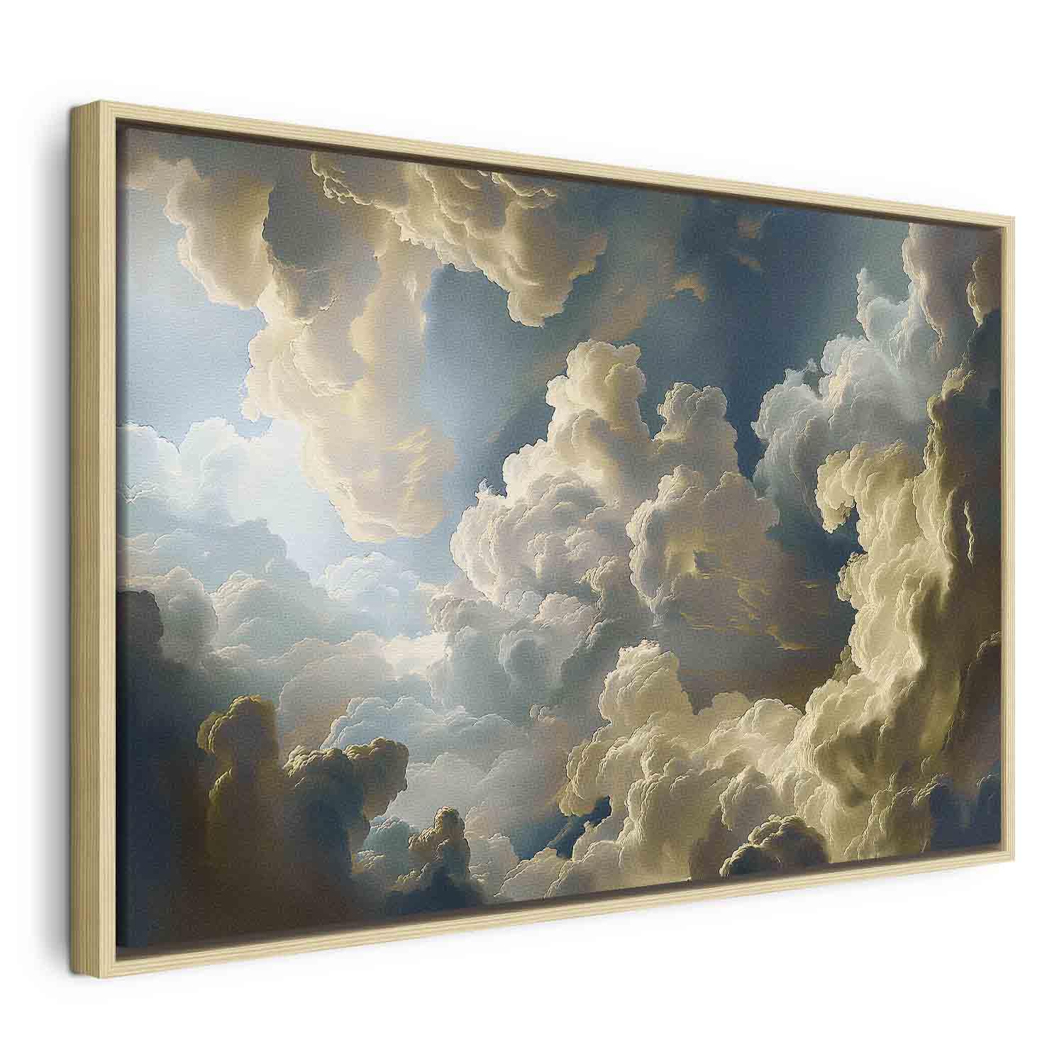 Lærredsbillede Sun and Shadows - himmel og skyer - 90 x 60 cm - I en naturlig træramme
