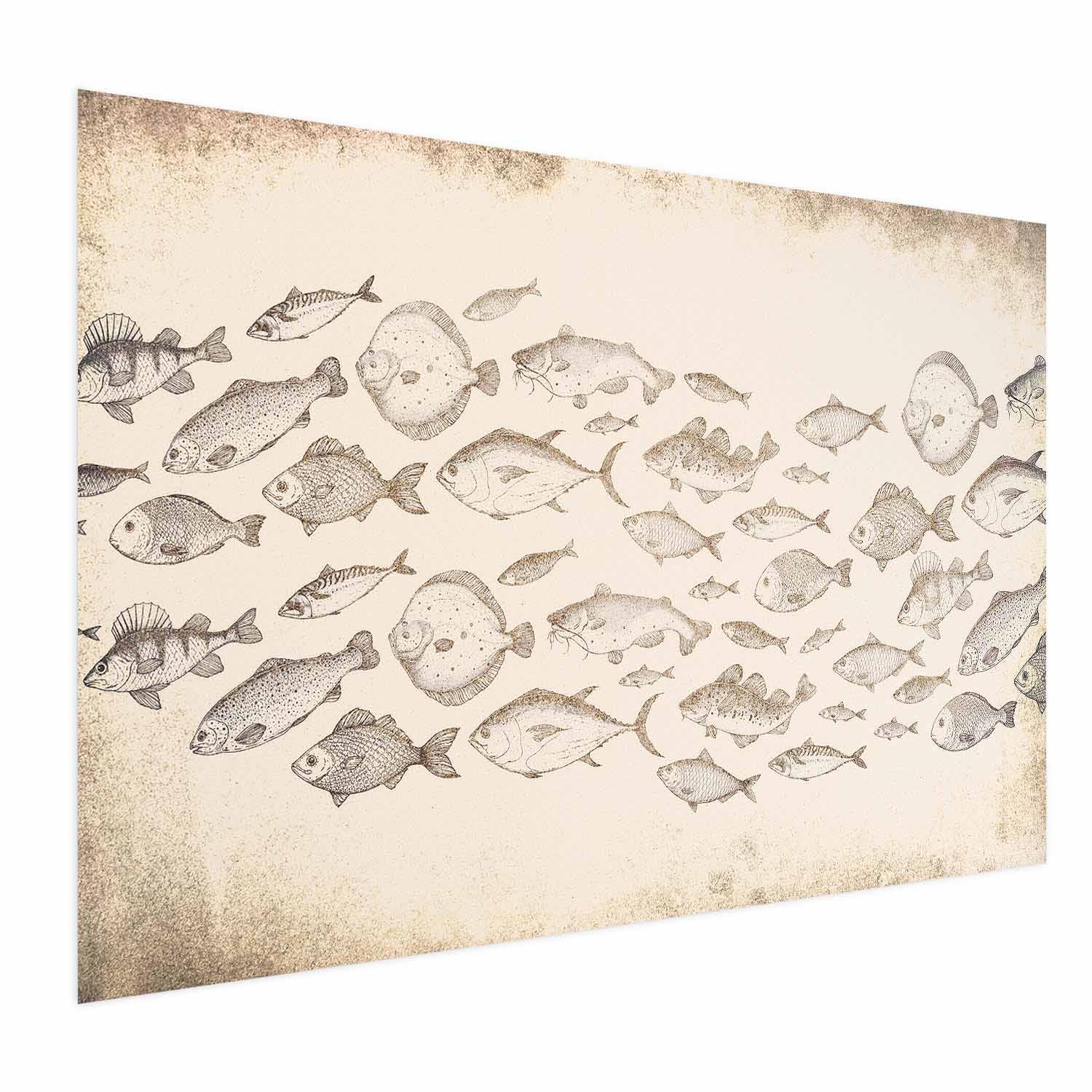 Plakat med fisk - Subtle Little Fish - 60 x 40 cm - Uden ramme