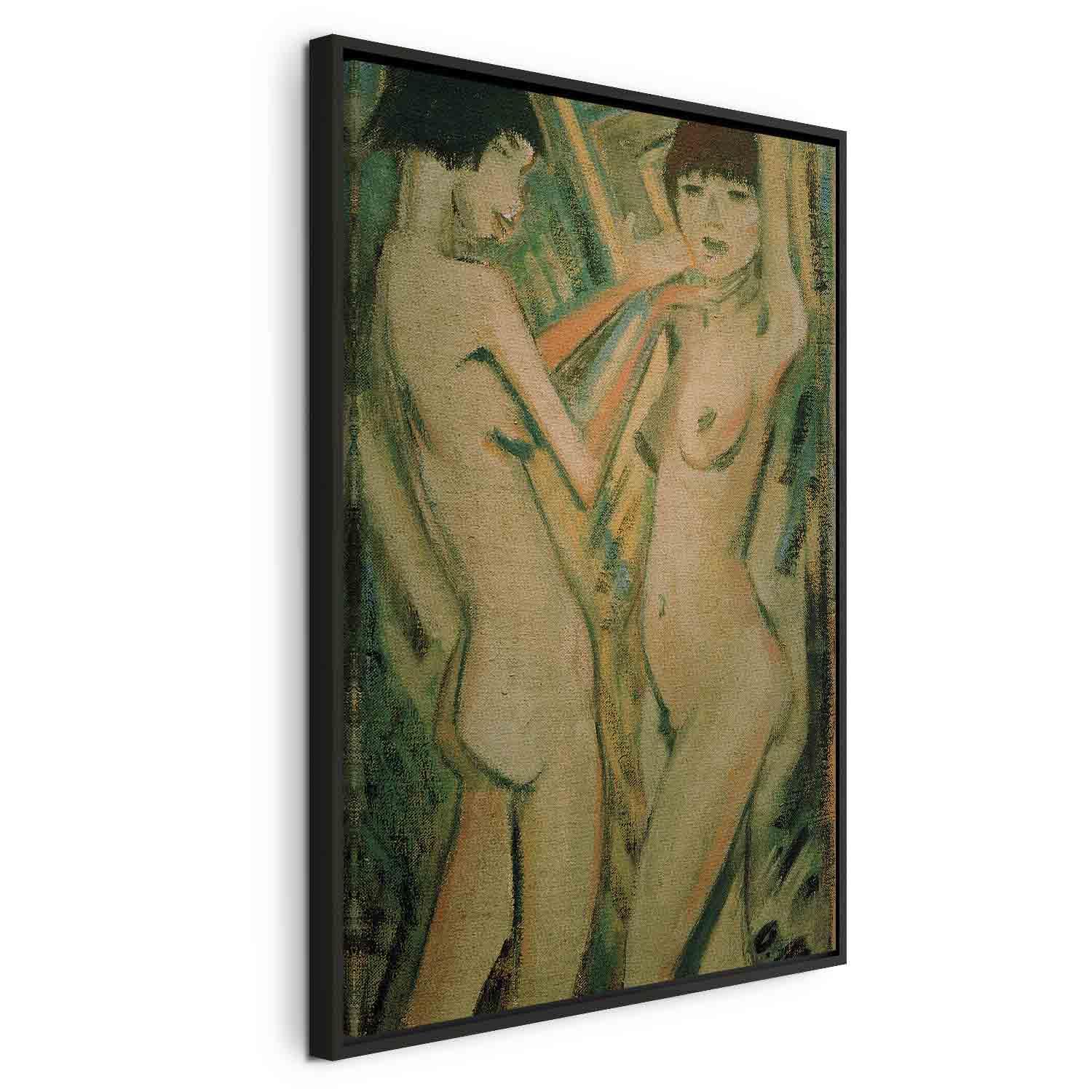 Otto Mueller To piger billede på lærred - 60 x 90 cm - I en sort træramme