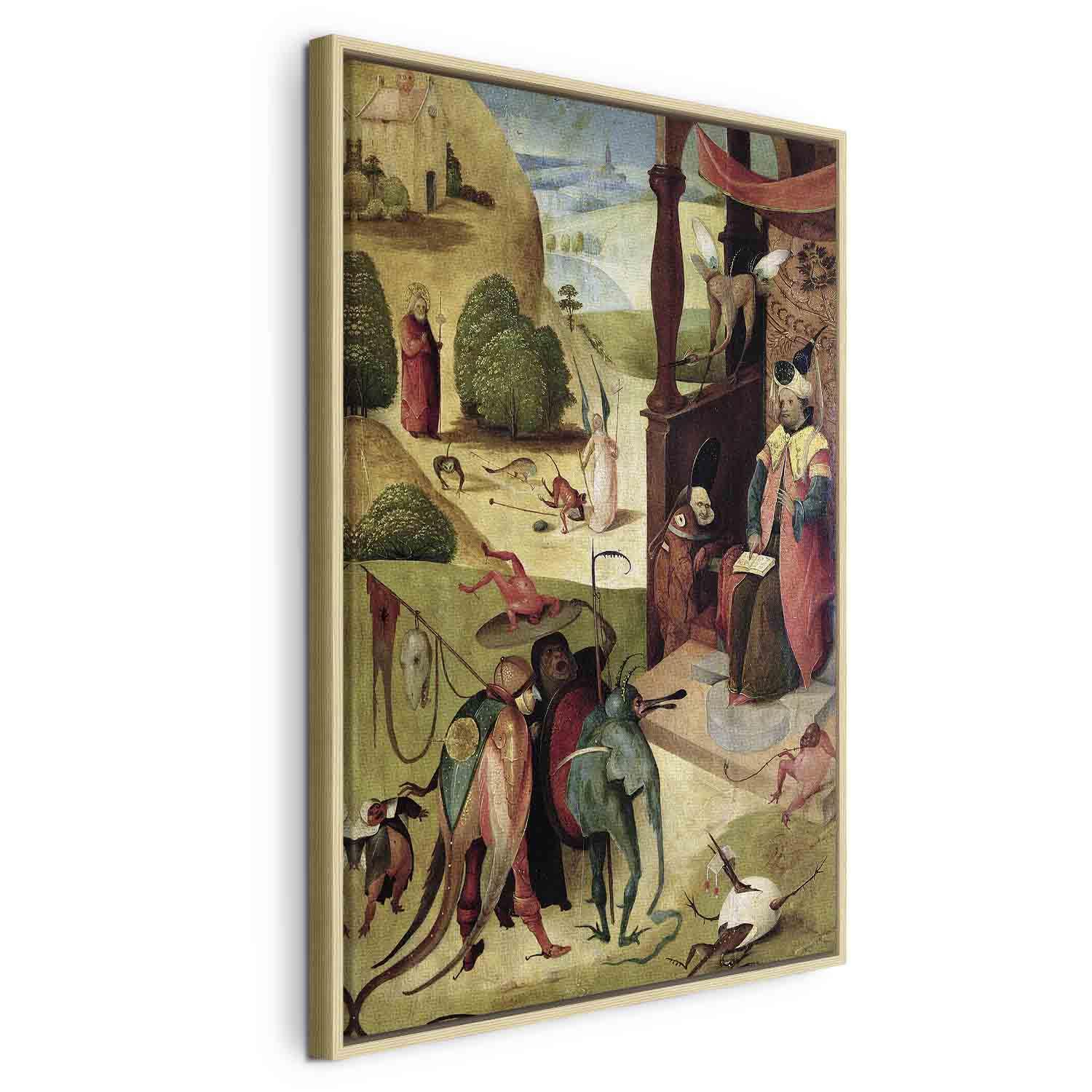 Hieronymus Bosch lærredsbillede - Sankt Jakob og Troldmanden - 40 x 60 cm - I en naturlig træramme