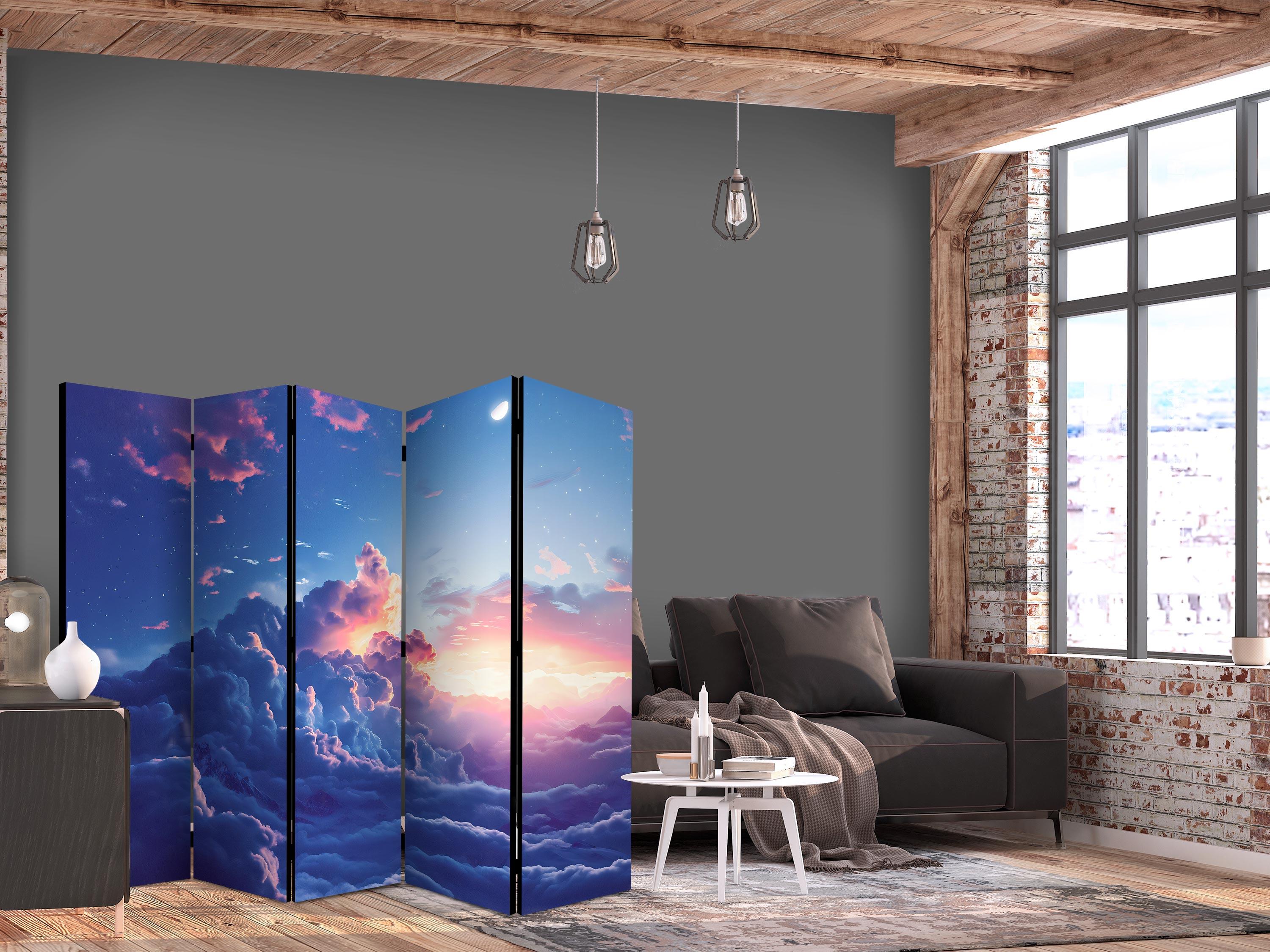 5-panels skærmvæg med landskab - Nattekoncert i bjergene - 225 x 172 cm - Akustik