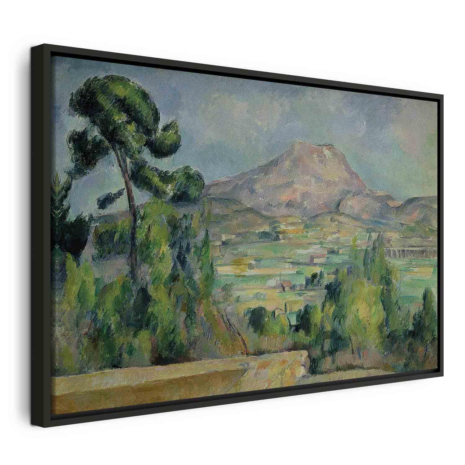 Paul Cézanne Mont Sainte-Victoire lærredsbillede 120 x 80 cm - 60 x 40 cm - I en sort træramme