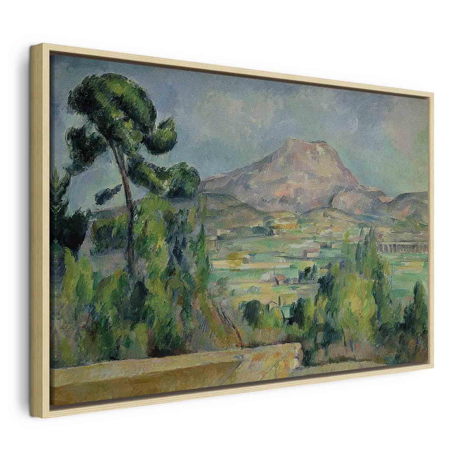 Paul Cézanne Mont Sainte-Victoire lærredsbillede 120 x 80 cm - 60 x 40 cm - I en naturlig træramme