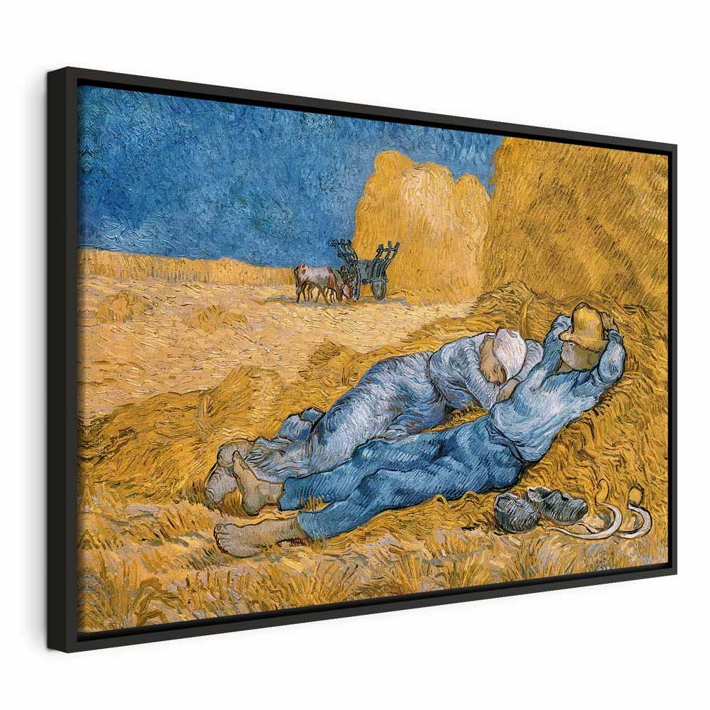 Vincent van Gogh billede på lærred - Middag: Hvile fra arbejdet - 90 x 60 cm - I en sort træramme