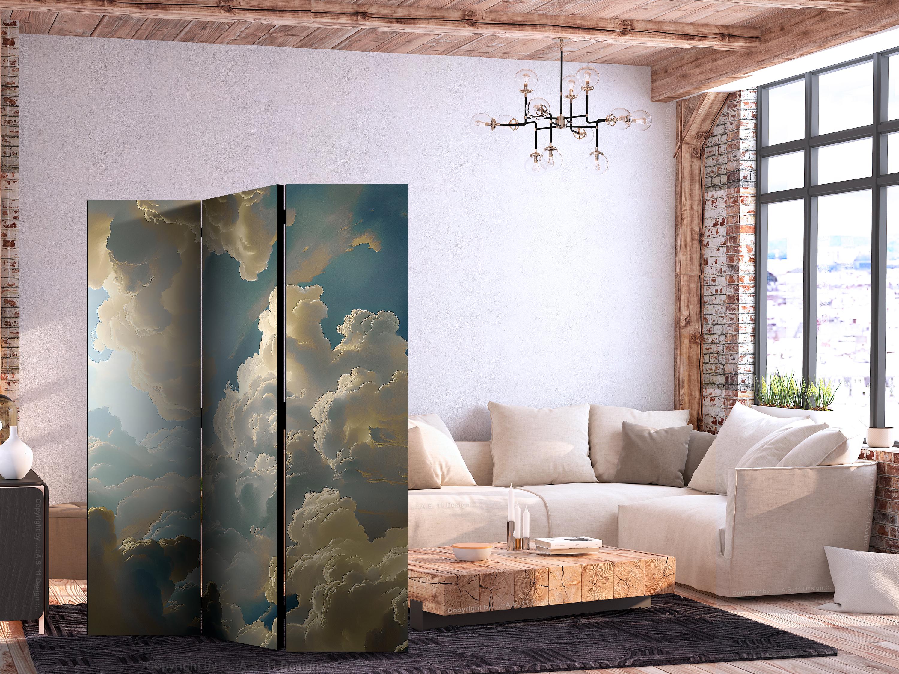 Skærmvæg med skymotiv 3-paneler 135 x 172 cm - 135 x 172 cm - Akustik