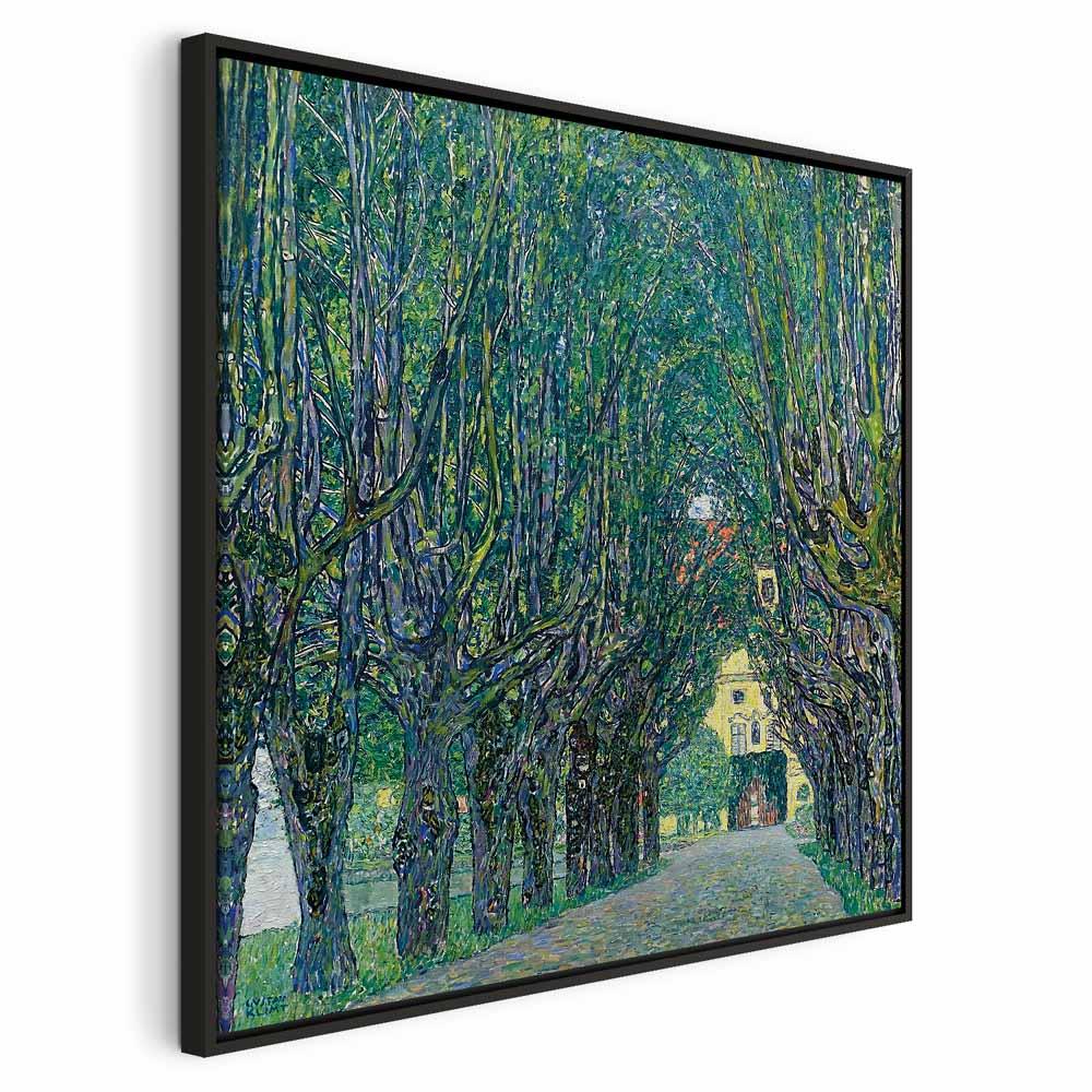 Gustav Klimt billede på lærred - Allé i parken ved Schloss Kammer - 80 x 80 cm - I en sort træramme
