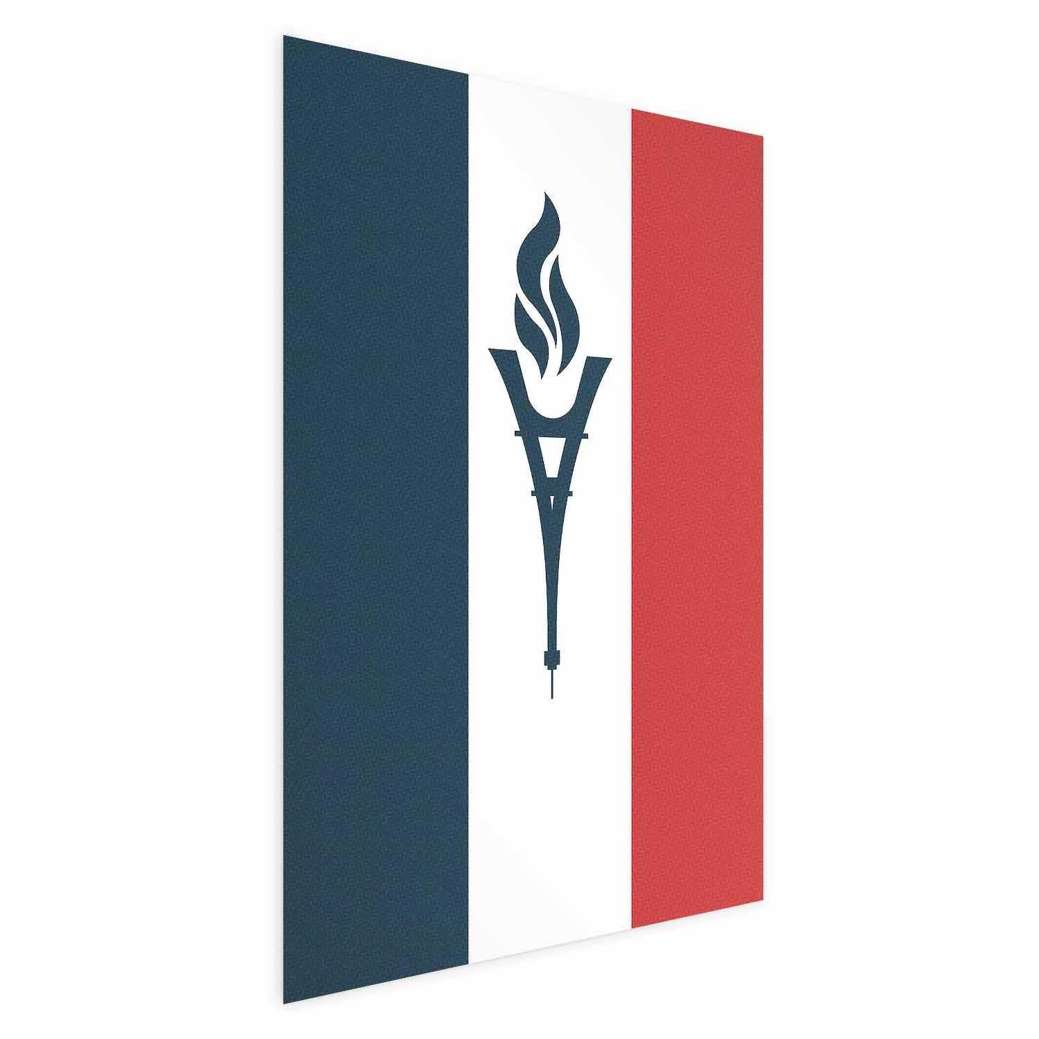 Plakat med fransk flag og fakkel - 29.7 x 42 cm - Uden ramme
