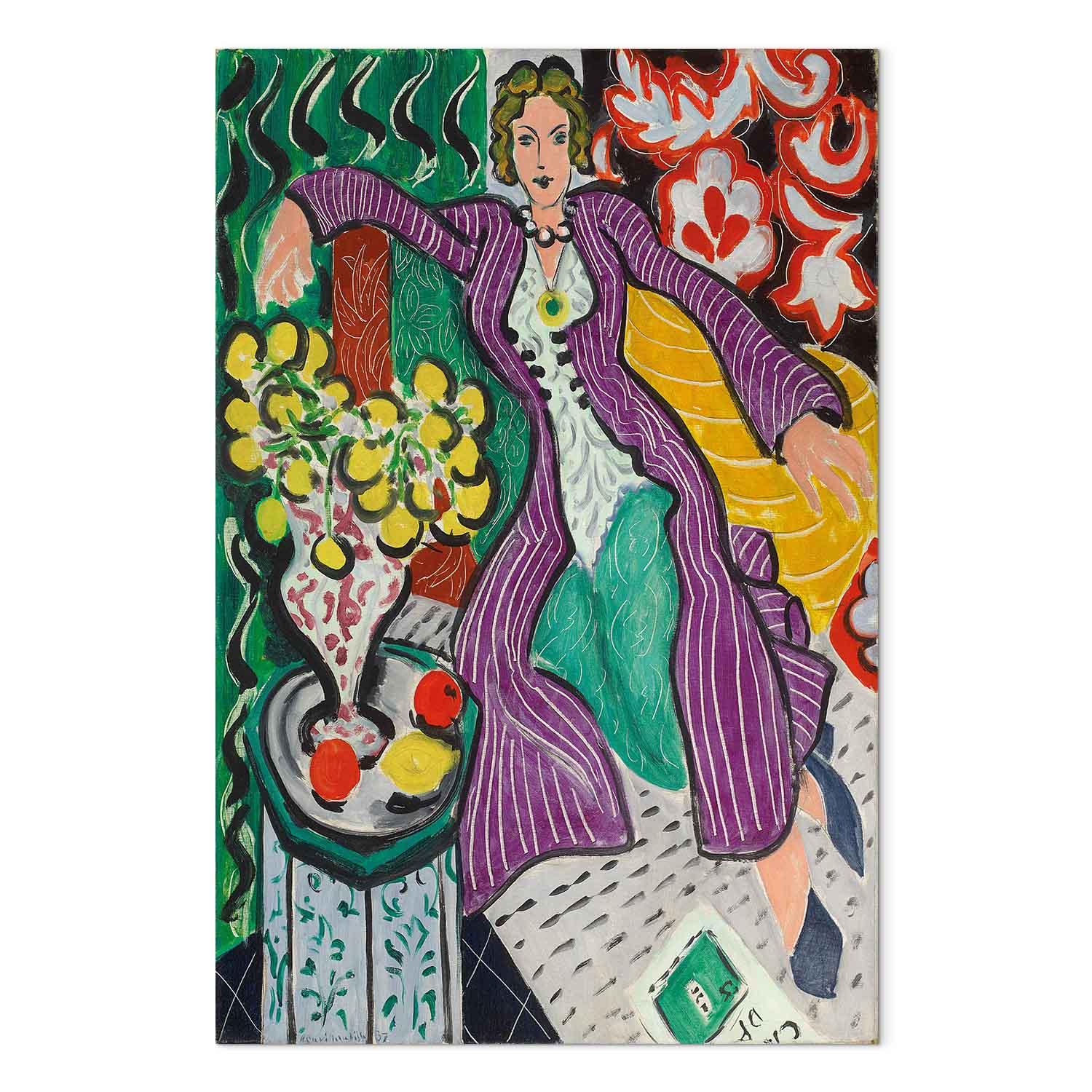 Henri Matisse billede på lærred - Kvinde i en lilla frakke - 60 x 90 cm - Akustisk
