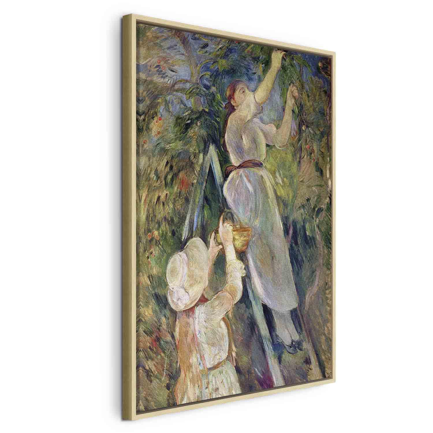 Berthe Morisot - Kirsebærplukkeren billede på lærred - 80 x 120 cm - I en naturlig træramme