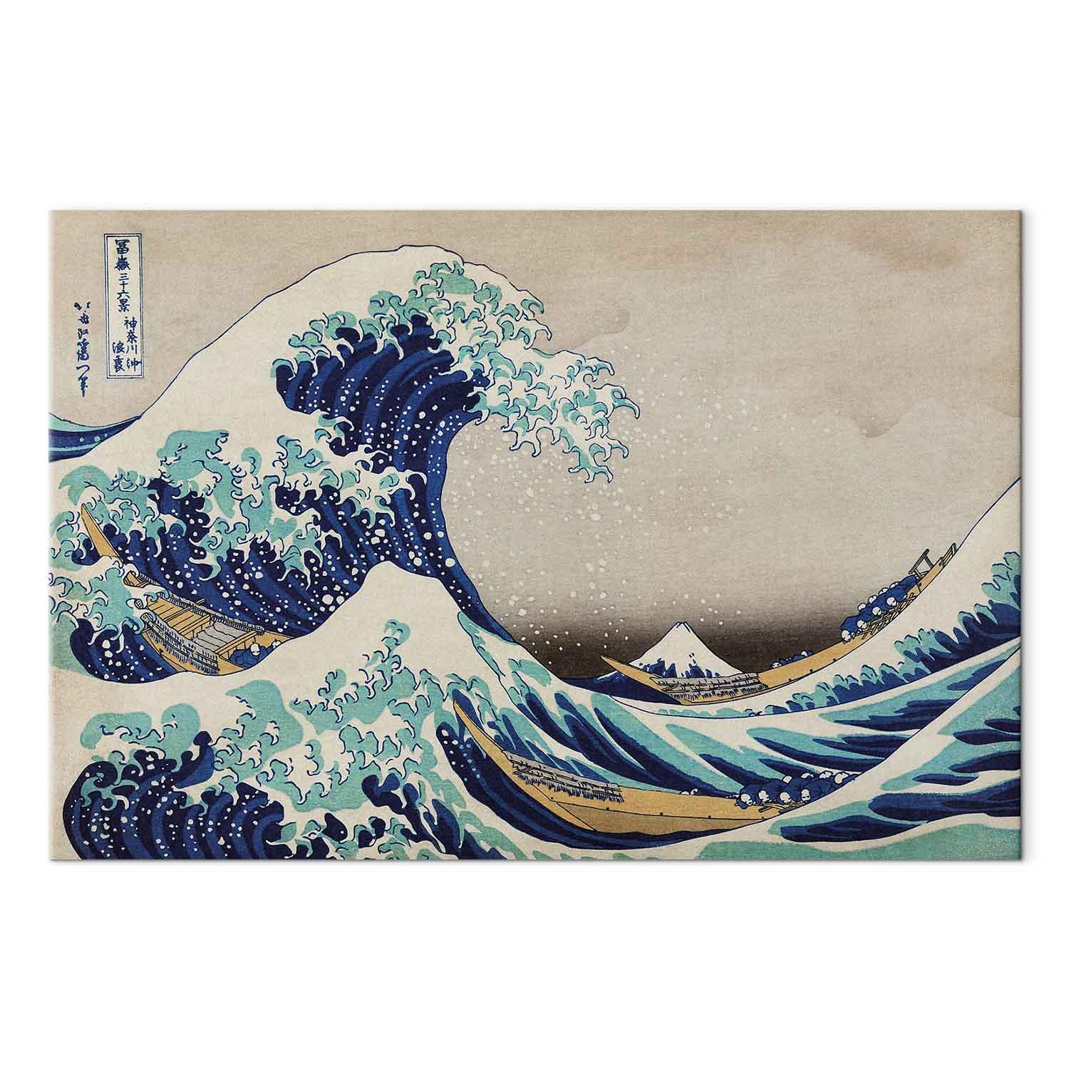 Hokusai Katsushika billede på lærred - Den store bølge ud for Kanagawa - 30 x 20 cm - Premium Print