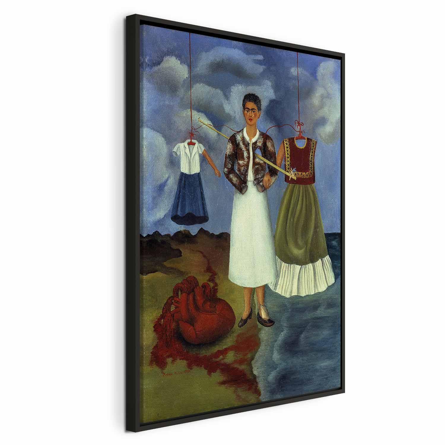 Frida Kahlo billede på lærred - Erindring Hjertet - 60 x 90 cm - I en sort træramme