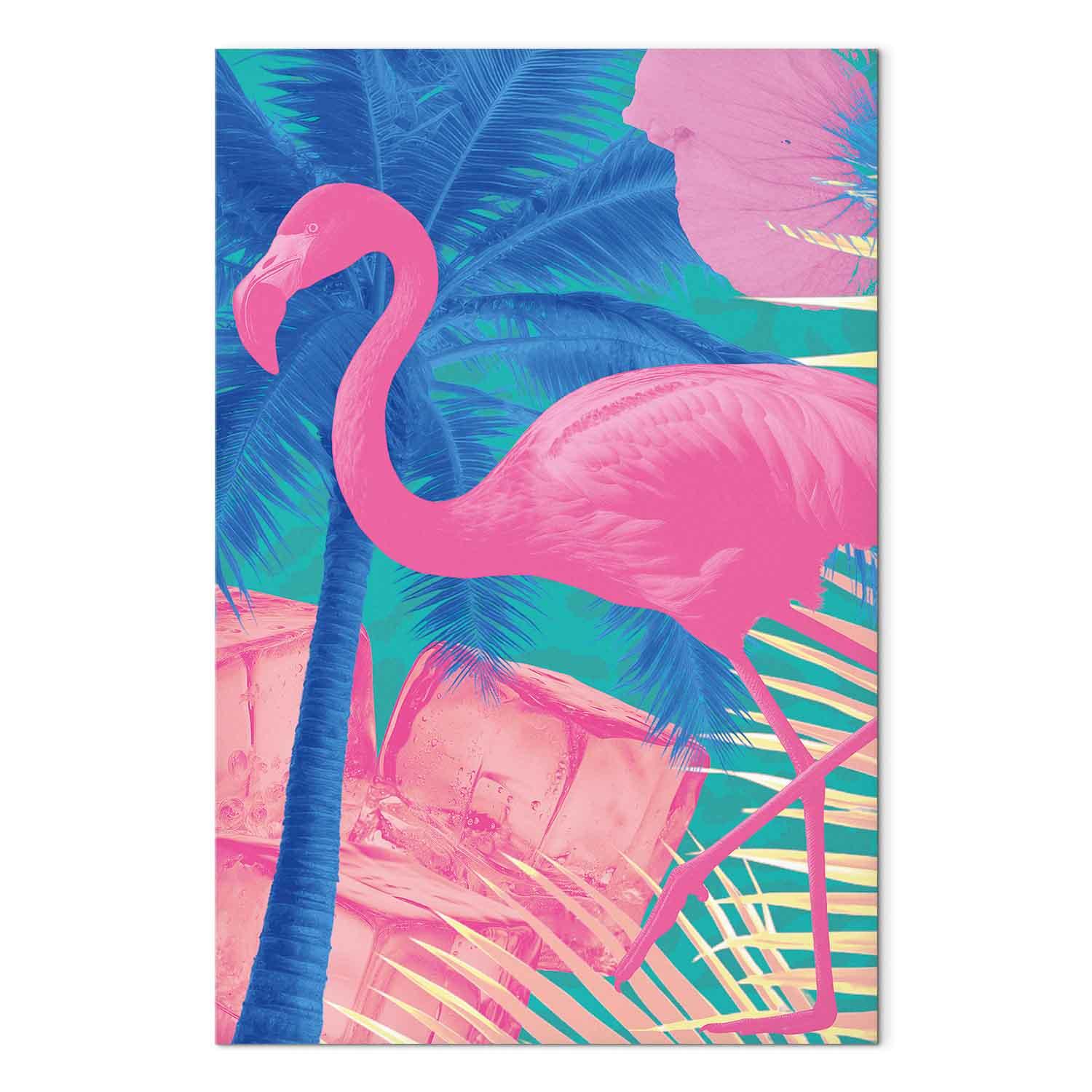 Lærredsbillede Pink Flamingo abstrakt vægdekoration - 20 x 30 cm - Premium Print