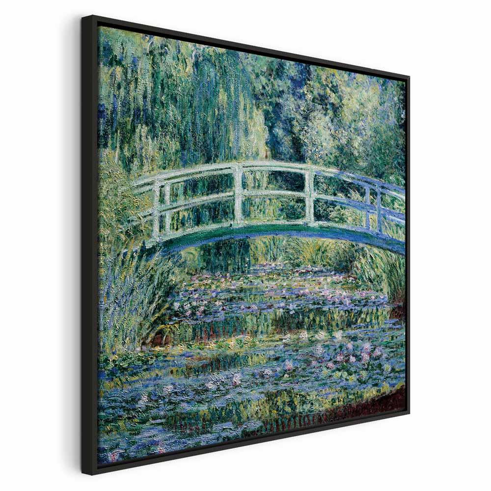 Claude Monet Bro i Giverny - lærredsbillede - 80 x 80 cm - I en sort træramme