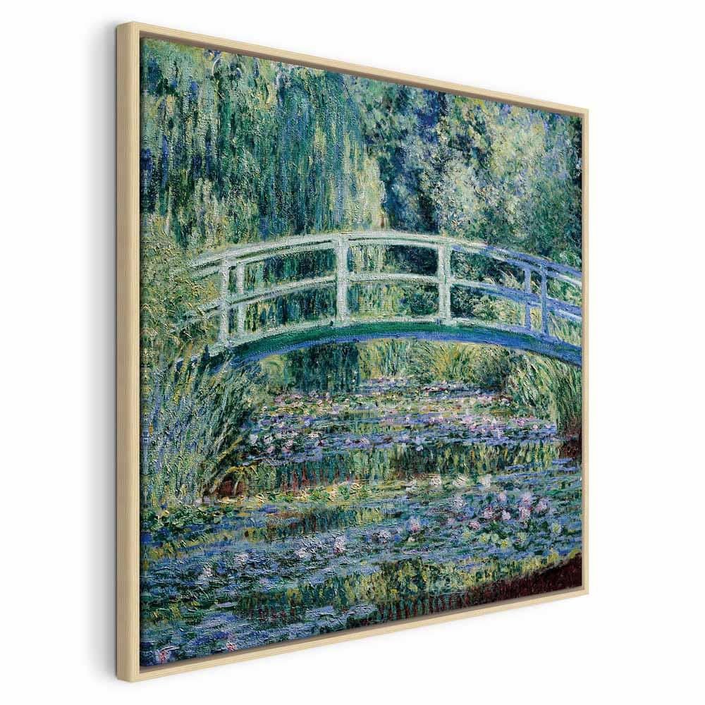 Claude Monet Bro i Giverny - lærredsbillede - 80 x 80 cm - I en naturlig træramme