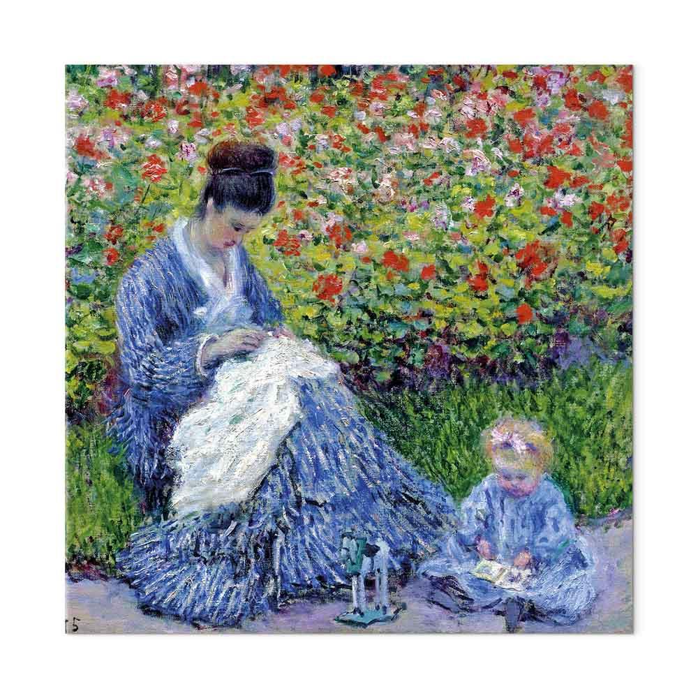 Claude Monet - Madame Monet og hendes søn lærredsbillede - 60 x 60 cm - Akustisk