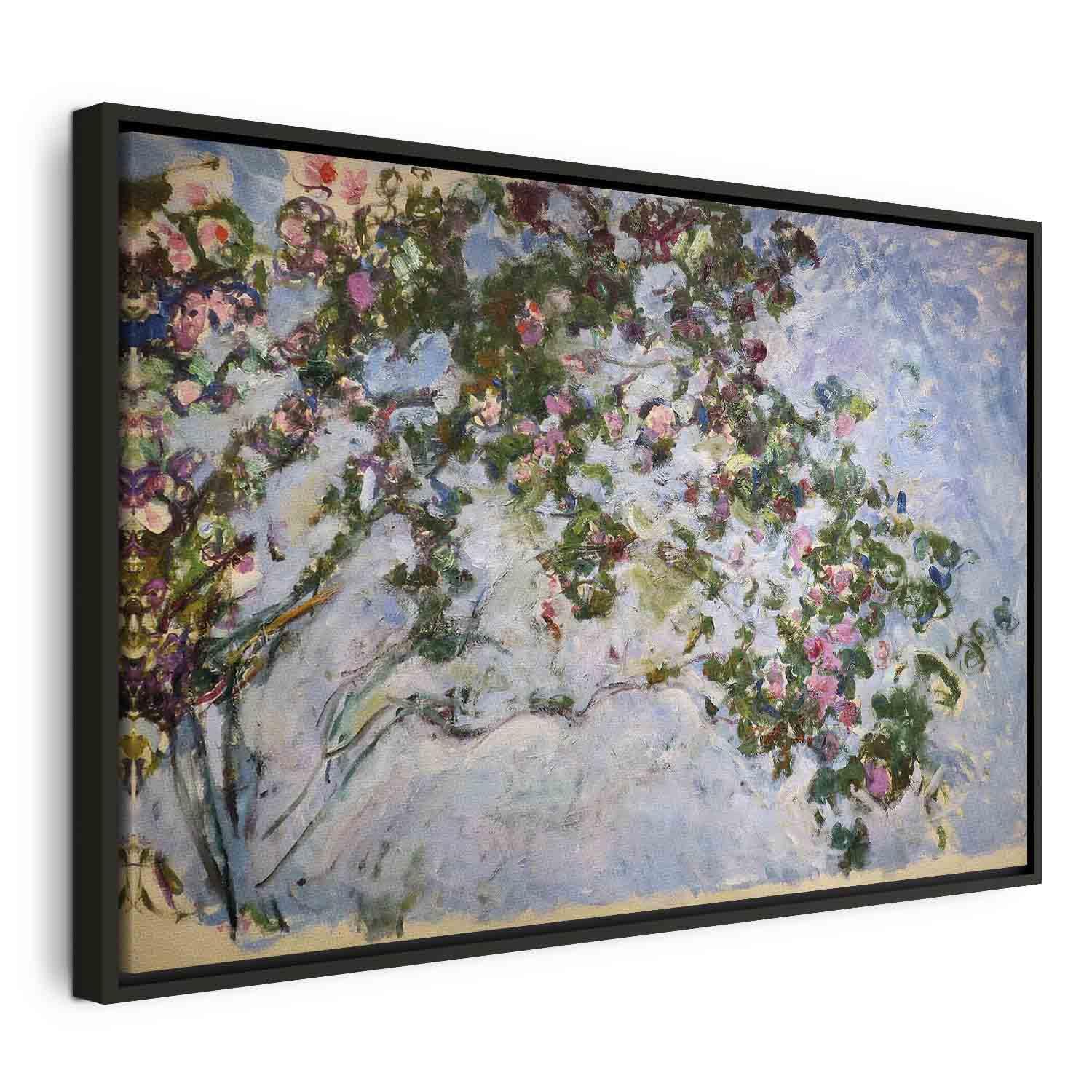 Claude Monet Billede på lærred - Roserne - 120 x 80 cm - I en sort træramme