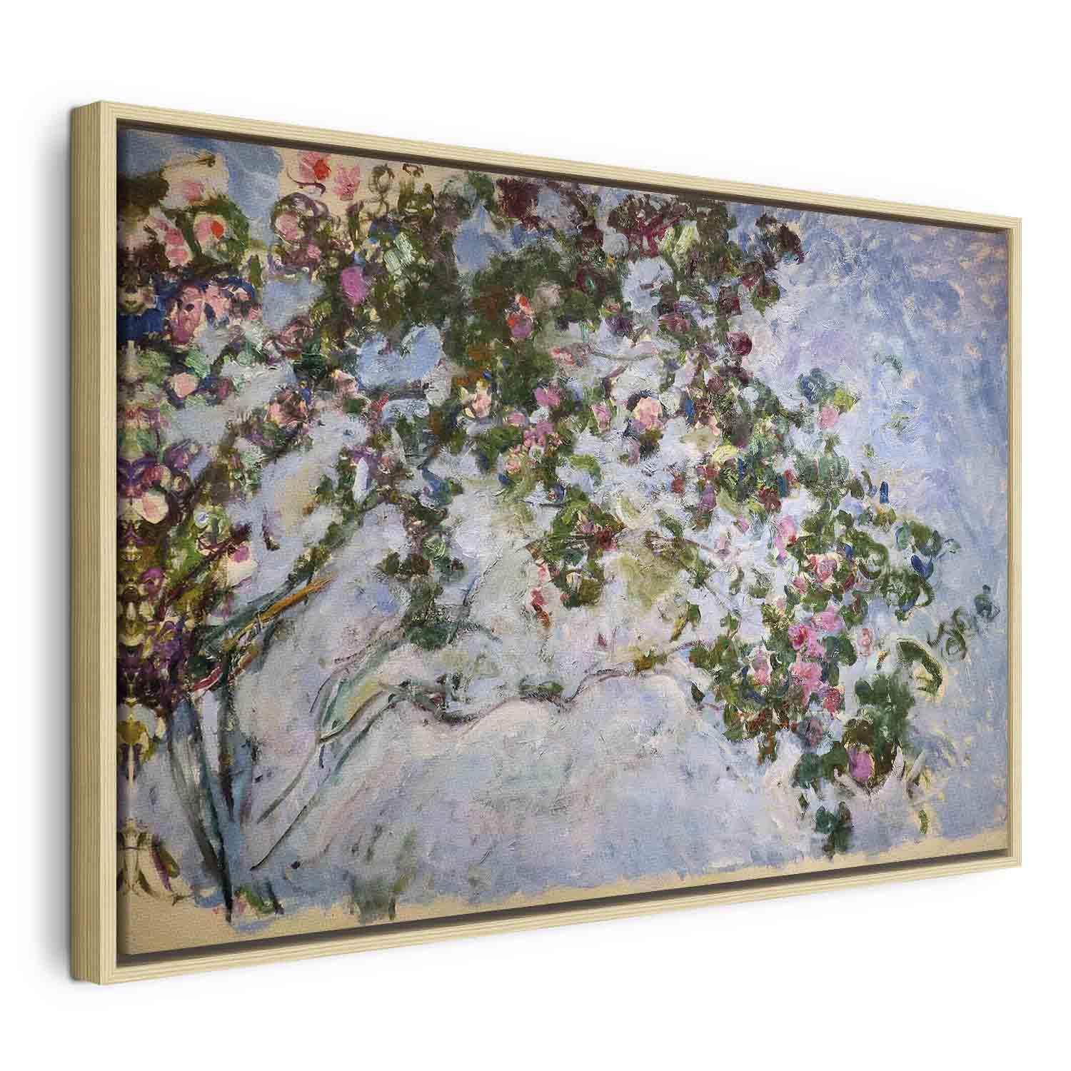 Claude Monet Billede på lærred - Roserne - 90 x 60 cm - I en naturlig træramme