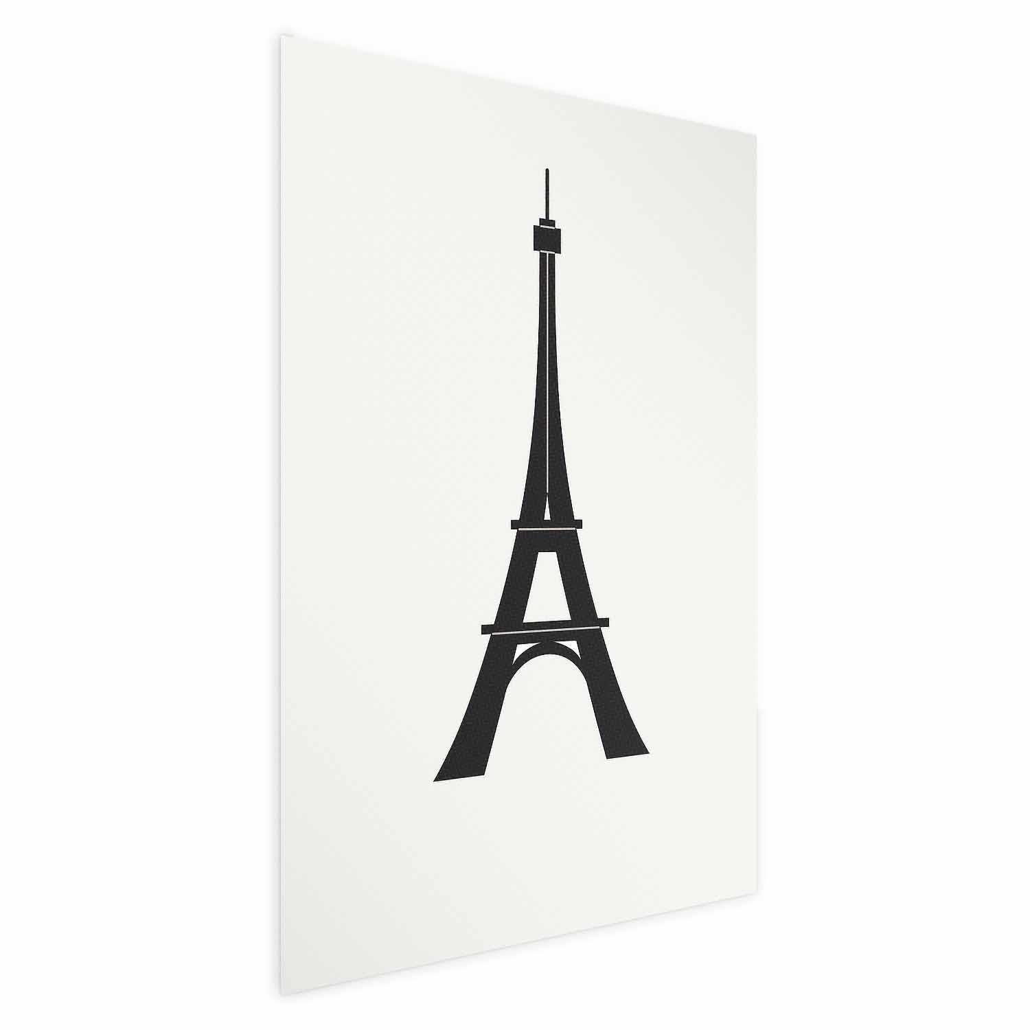 Plakat med Eiffeltårnet i enkel sort-hvid grafik - 60 x 90 cm - Uden ramme