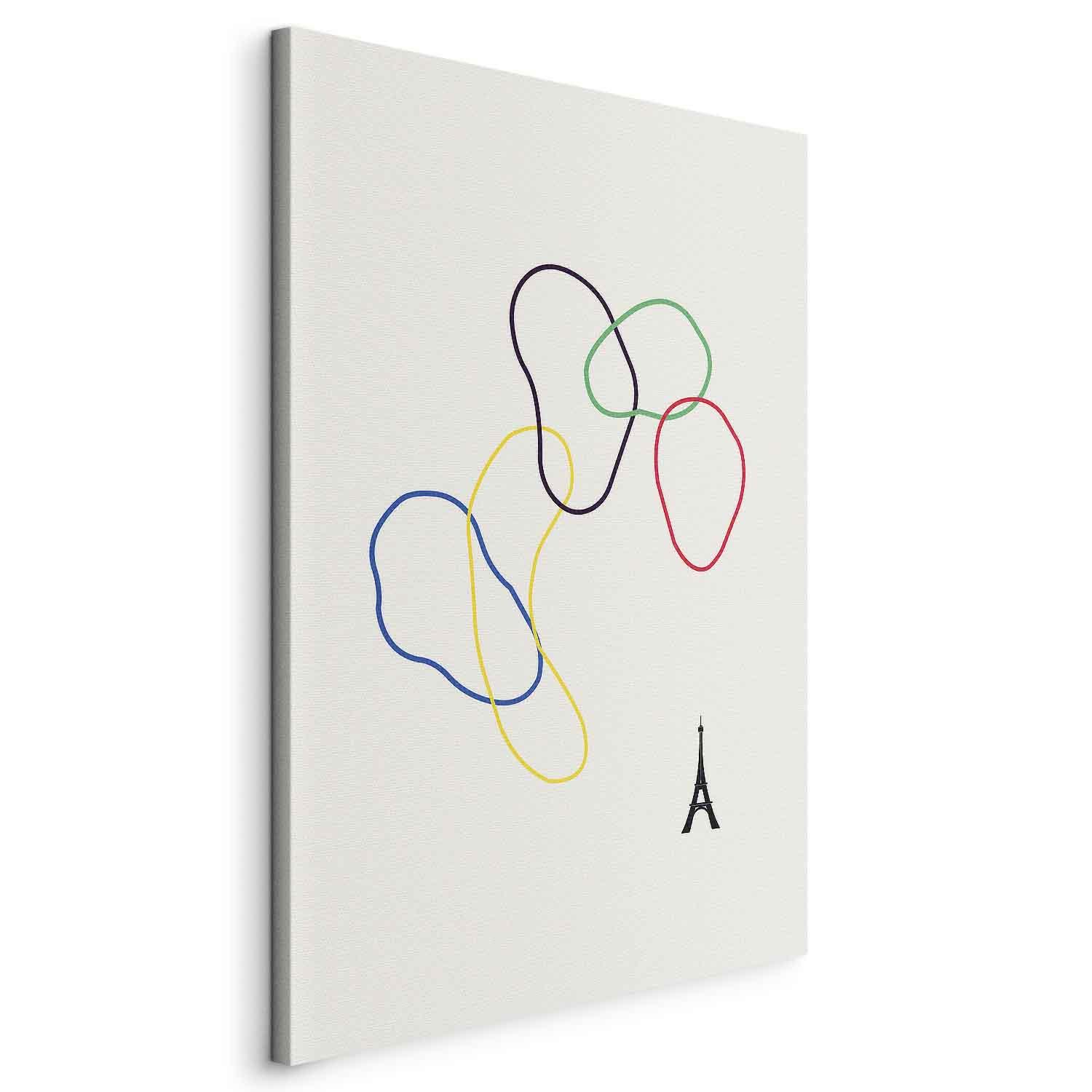 Abstrakt lærredsbillede Colorful Rings Minimalisme med Eiffeltårn - 20 x 30 cm - På italiensk lærred
