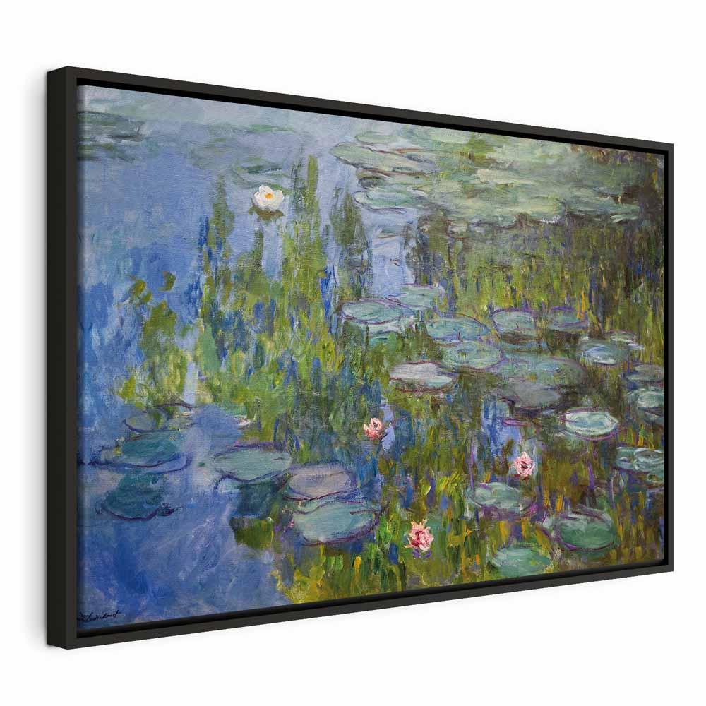 Claude Monet Åkander reproduktion på lærred - 60 x 40 cm - I en sort træramme