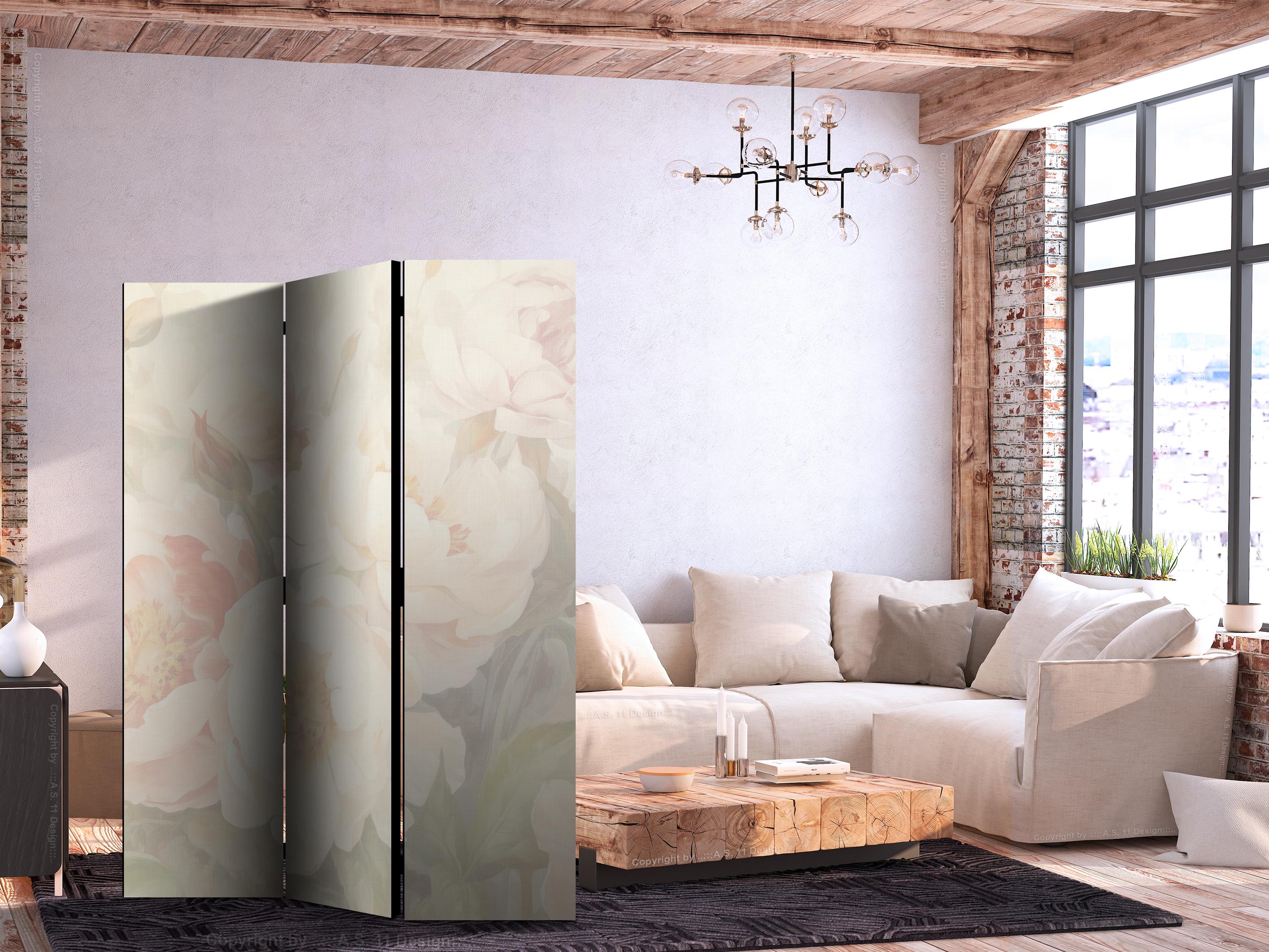 3-delt skærmvæg Blooming Peonies 135 x 172 cm - 135 x 172 cm - Akustik