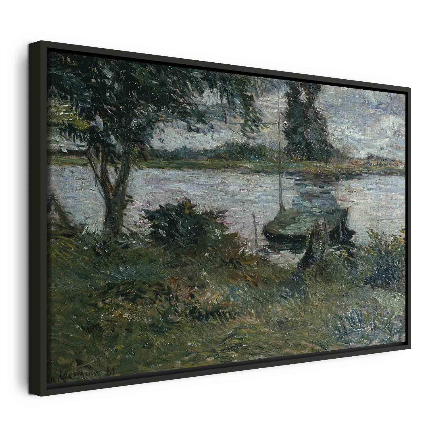 Paul Gauguin billede på lærred - Flodbred reproduktion - 120 x 80 cm - I en sort træramme