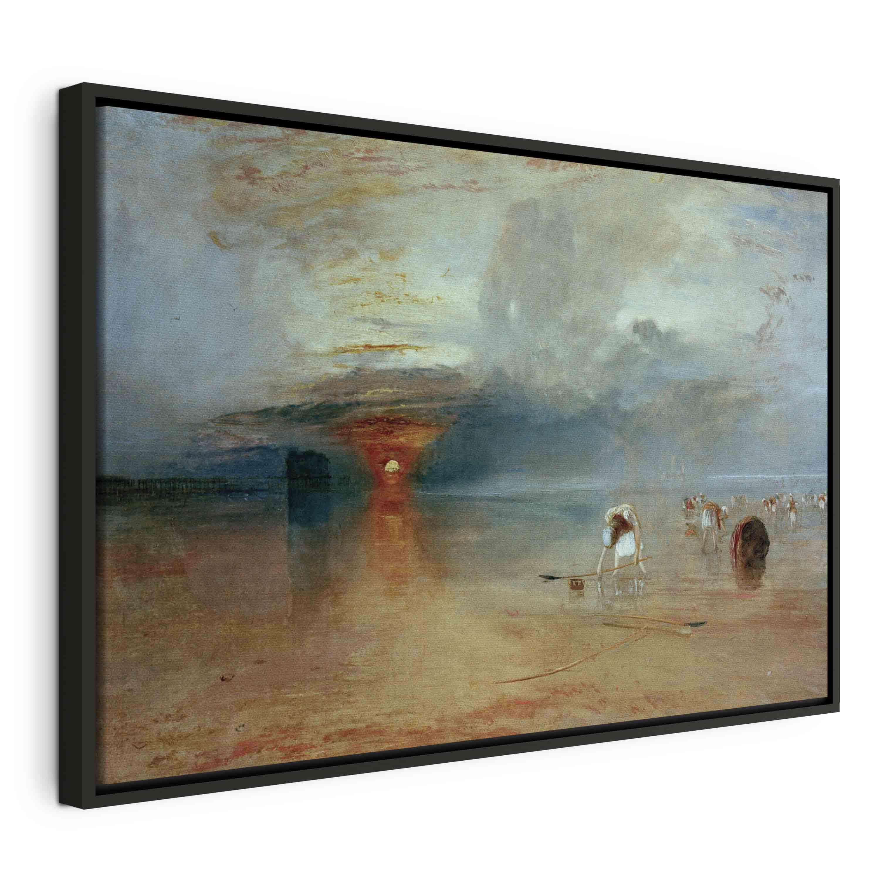 William Turner lærredsbillede - Calais-sandet ved lavvande - 120 x 80 cm - I en sort træramme