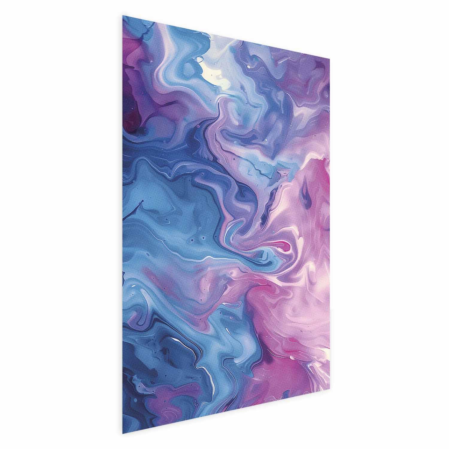 Abstrakt plakat Night Flows i blå og lilla nuancer - 60 x 90 cm - Uden ramme