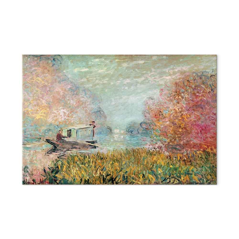 Claude Monet Båd på Seinen reproduktion på lærred - 90 x 60 cm - Premium Print