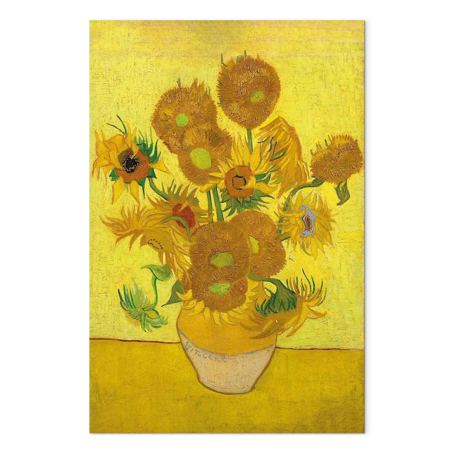 Vincent van Gogh billede på lærred - Stilleben: Vase med femten solsikker - 40 x 60 cm - Akustisk