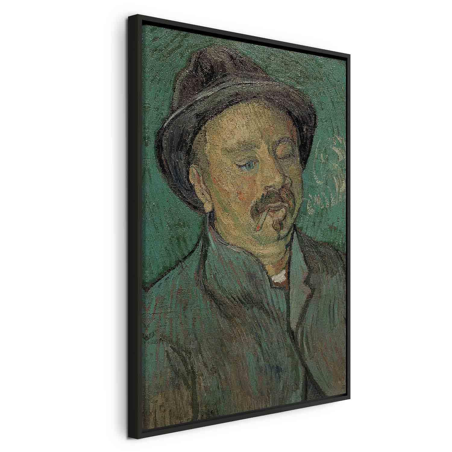 Vincent van Gogh billede på lærred - Portræt af en enøjet mand - 80 x 120 cm - I en sort træramme