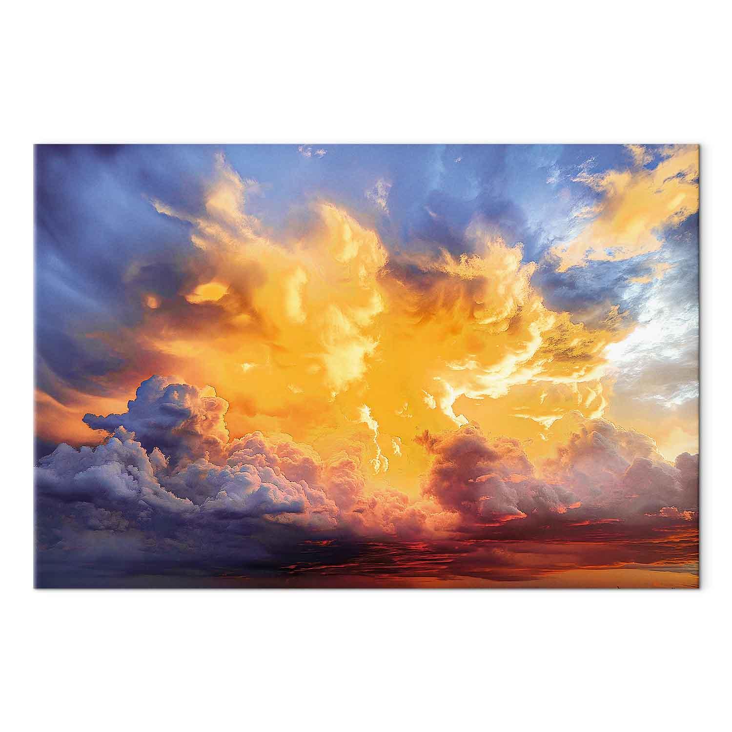 Lærredsbillede Smuk solnedgang med skyer i varme nuancer - 90 x 60 cm - Premium Print