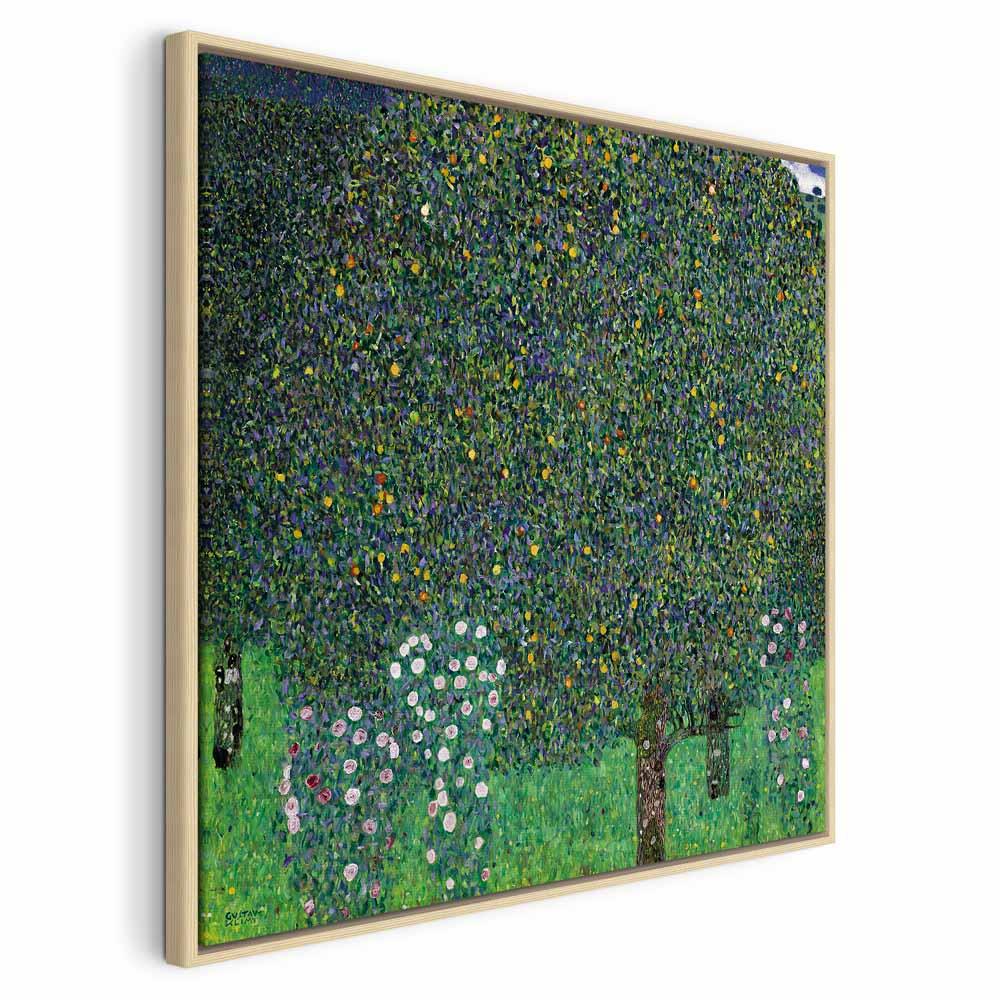 Gustav Klimt billede på lærred - Roser blandt træerne - 40 x 40 cm - I en naturlig træramme