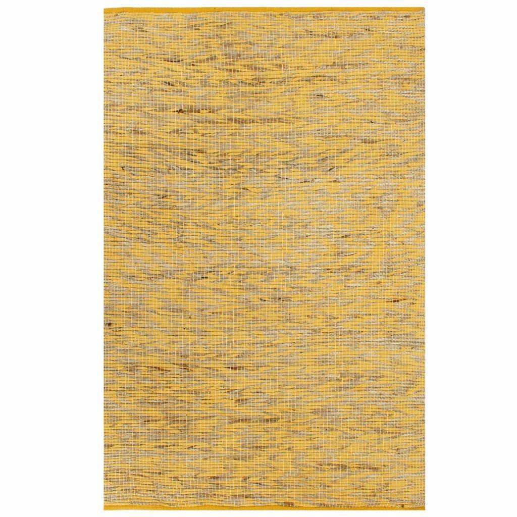 Håndlavet tæppe jute 80 x 160 cm gul og naturfarvet