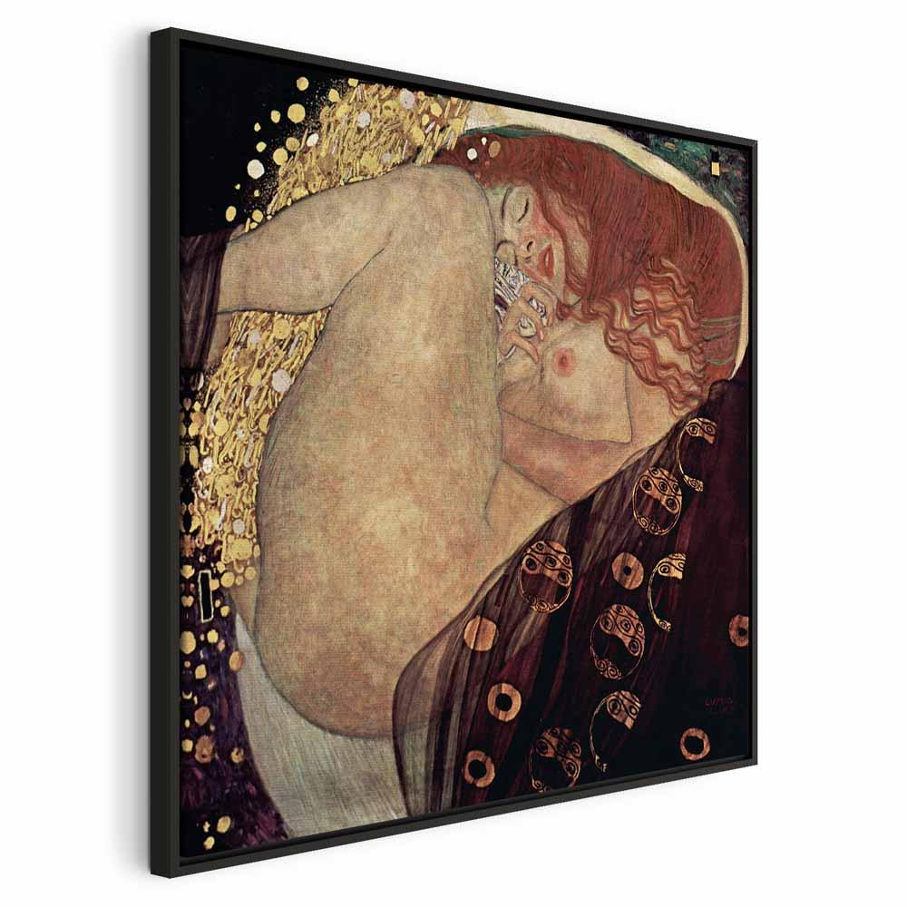 Gustav Klimt Danaë billede på lærred - 60 x 60 cm - I en sort træramme