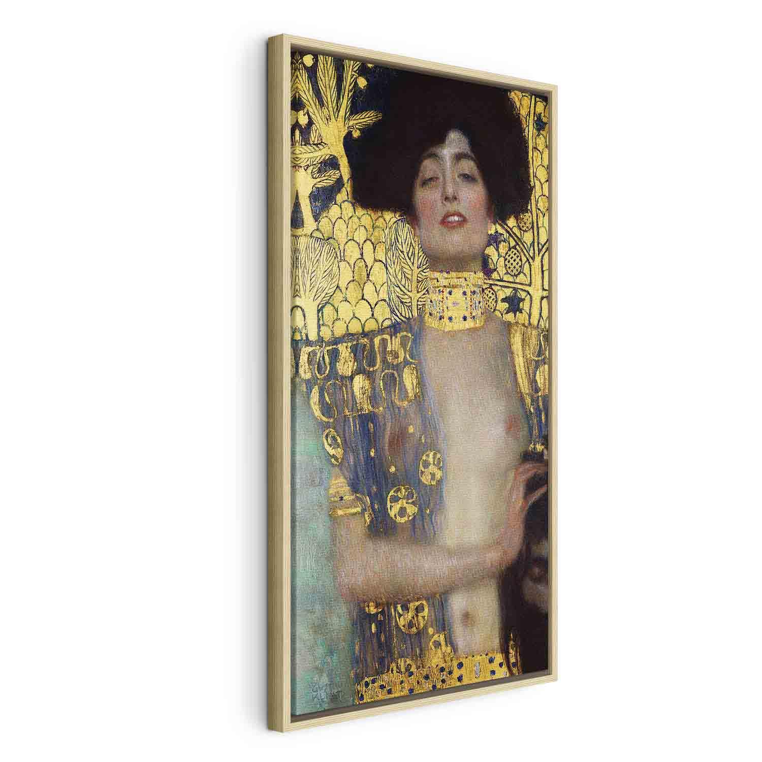 Gustav Klimt billede på lærred - Judith og Holofernes' hoved - 30 x 60 cm - I en naturlig træramme