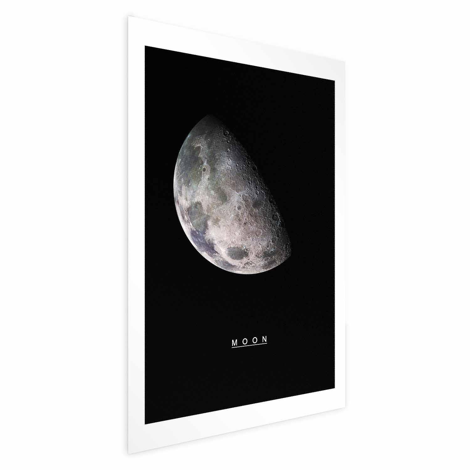 Plakat - Måne børneplakat - 60 x 90 cm - Uden ramme