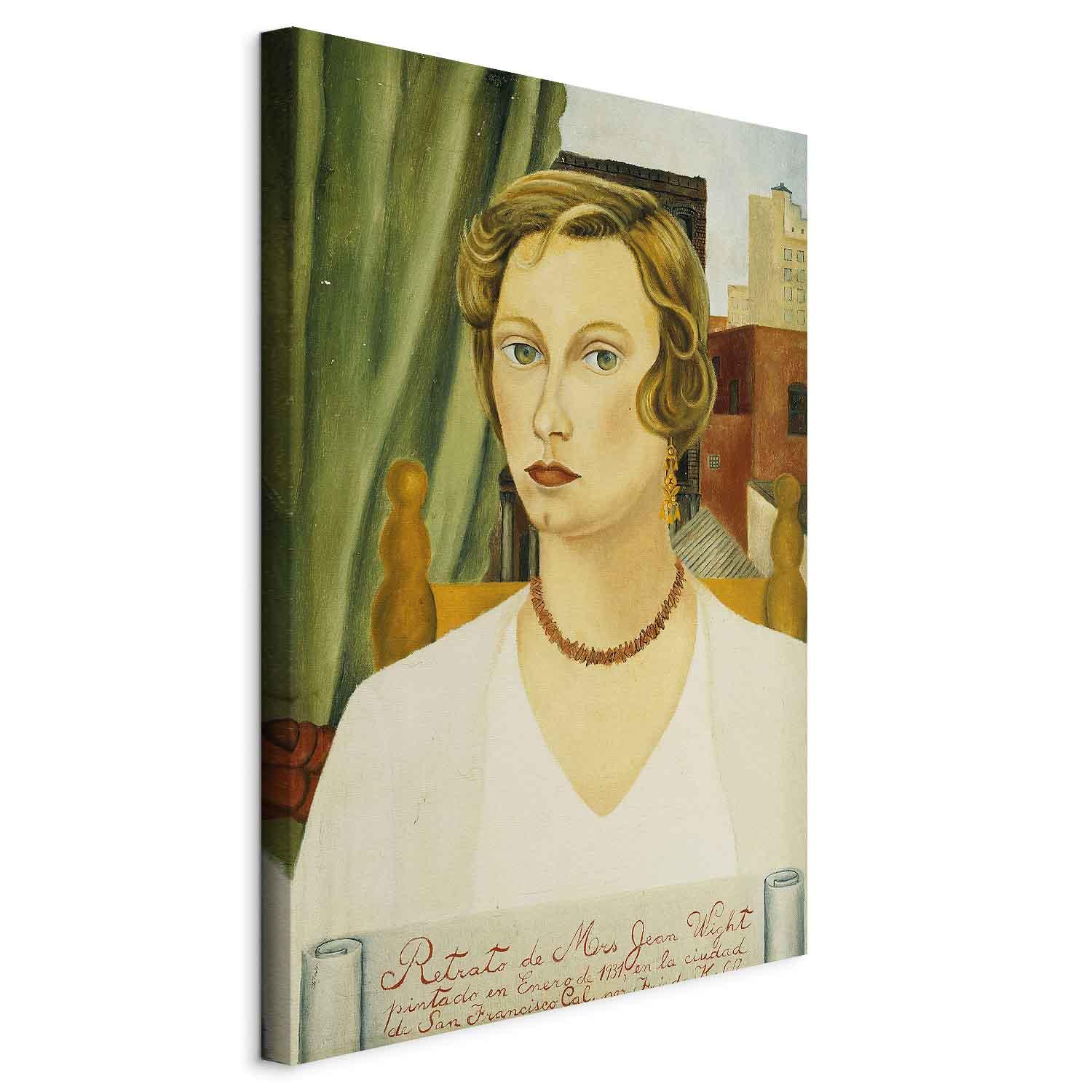 Frida Kahlo lærredsbillede - Portræt af Mrs. Jean Wight - 40 x 60 cm - På italiensk lærred