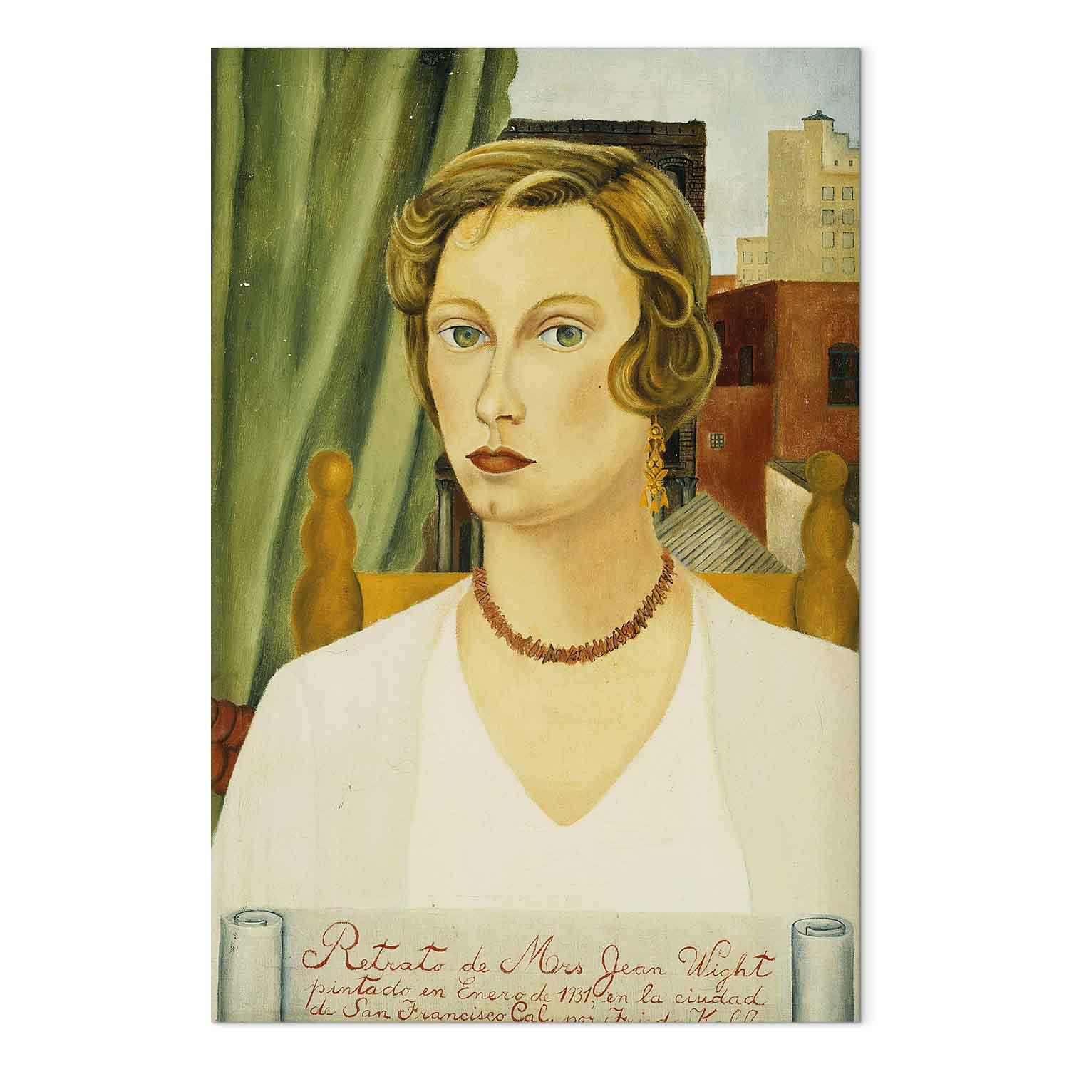Frida Kahlo lærredsbillede - Portræt af Mrs. Jean Wight - 40 x 60 cm - Akustisk