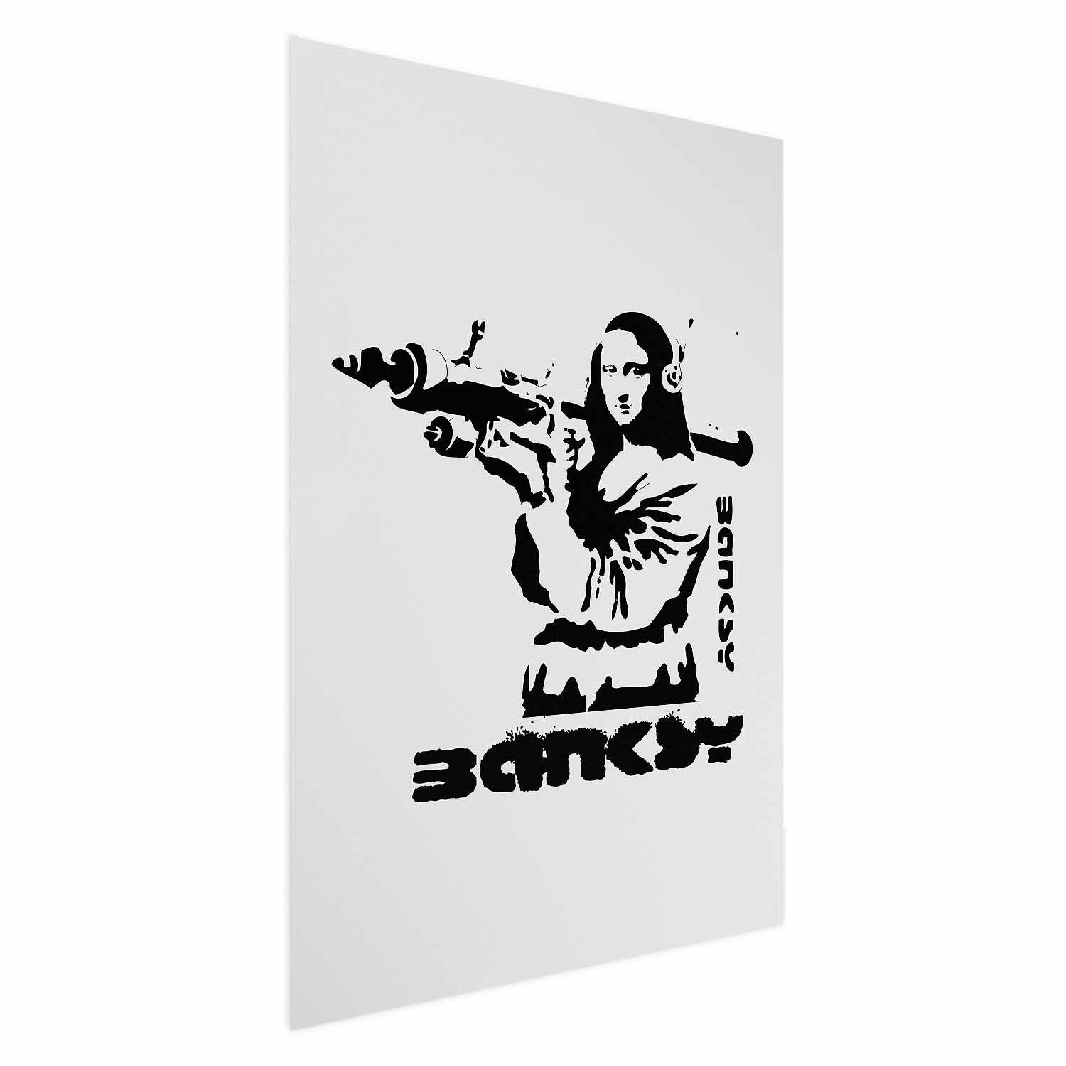 Gadekunst plakat - Mona Lisa med bazooka - 60 x 90 cm - Uden ramme