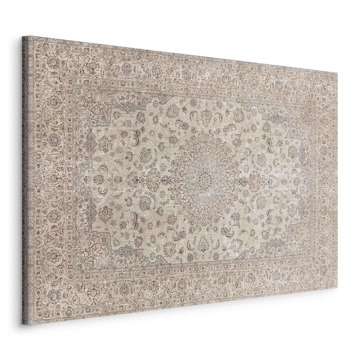 Lærredsbillede Sandtæppe - slidt persisk tæppe med dekorative motiver - 30 x 20 cm - På italiensk lærred