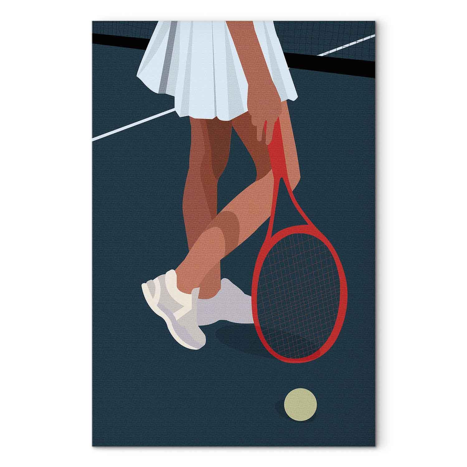 Lærredsbillede med kvindelig tennisspiller og rød ketcher - 20 x 30 cm - Premium Print