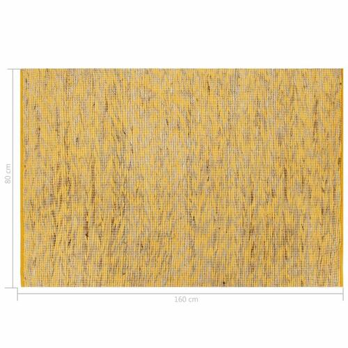 Håndlavet tæppe jute 80 x 160 cm gul og naturfarvet